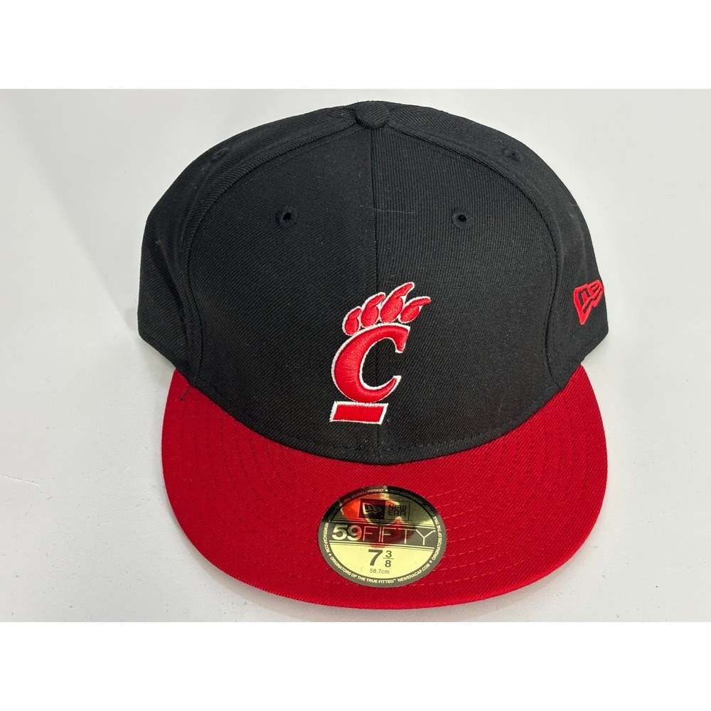 Cincinnati Bearcats New Era 59FIFTY Fitted Hat Cap Mens Black Red Logo 7 3/8 NWT
